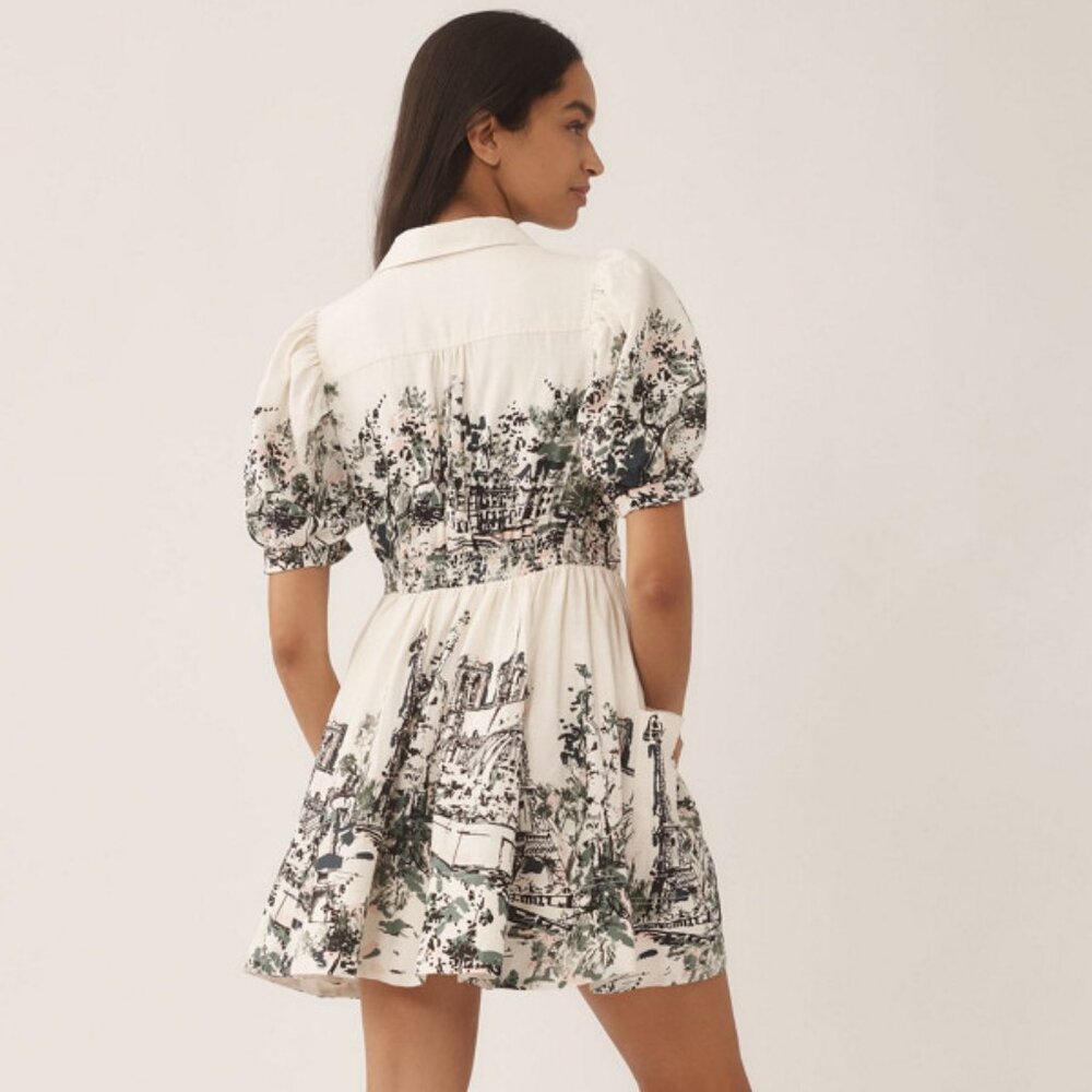 Maeve Short-Sleeve Collared Mini Shirt Dress Size XS - Picture 3 of 12